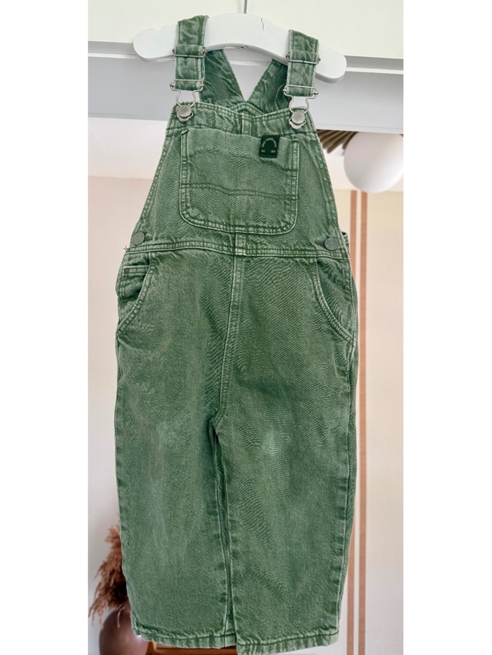 Zara Green Denim Overalls Sz 12-18 Months